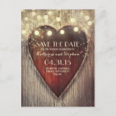 Rustiek land save the date & gesneden hart lichten aankondigingskaart (Voorkant)