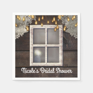 Rustiek Land Schuur Venster Lichten Kant Bruiloft Servet