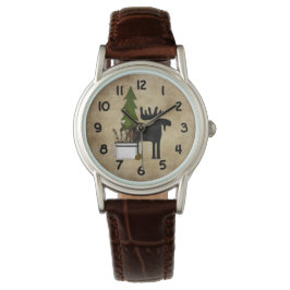 Rustiek Land Silhouette Berg Moose Horloge