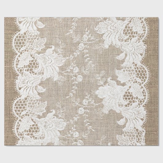  rustiek land traditioneel jute en kant cadeaupapier (Vlak)