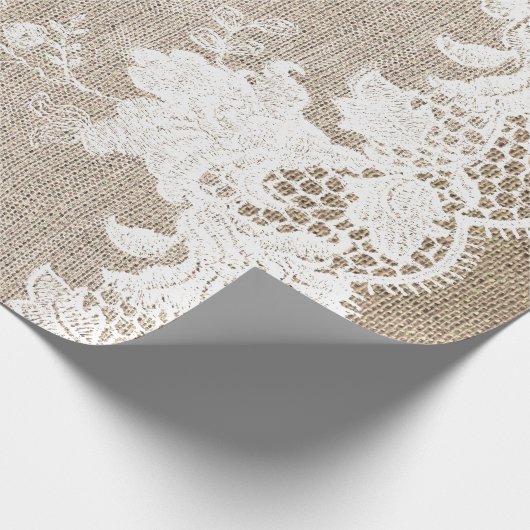  rustiek land traditioneel jute en kant cadeaupapier (Hoek)