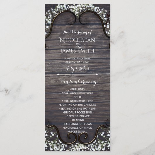 Rustiek Land Western Babys Breath & Wood Programma (Voorkant)