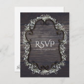 Rustiek Land Western Babys Breath & Wood RSVP Uitnodiging Briefkaart (Voorkant / Achterkant)