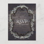 Rustiek Land Western Babys Breath & Wood RSVP Uitnodiging Briefkaart (Voorkant)