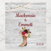 Rustiek Land  Western Bruiloft Favor Boot Wijn Etiket (Enkel label)