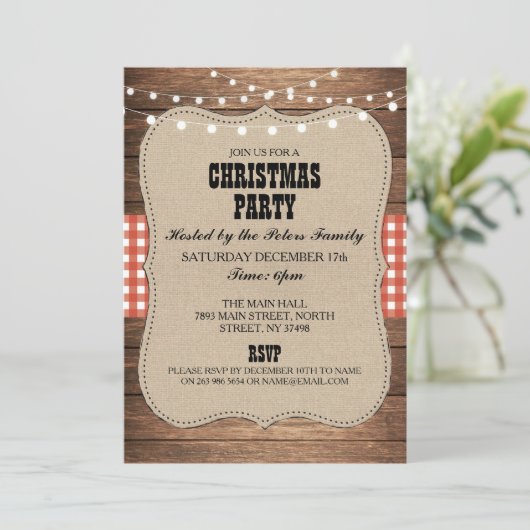 Rustiek Land Western Kerstdiner Day Party Kaart (Staand voorkant)