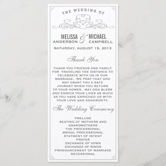 , rustiek, land, witte bruiloft programma (Voorkant)