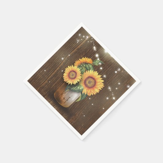 Rustiek Land Zonnebloem Mason Jar Bruiloft Servetten (Hoek)