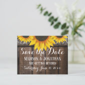 Rustiek Land Zonnebloem Schuur Hout Save the Date Briefkaart (Staand voorkant)