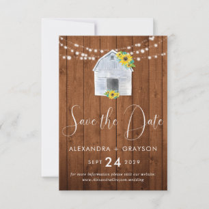 Rustiek Land Zonnebloem Schuur String Lights Save The Date