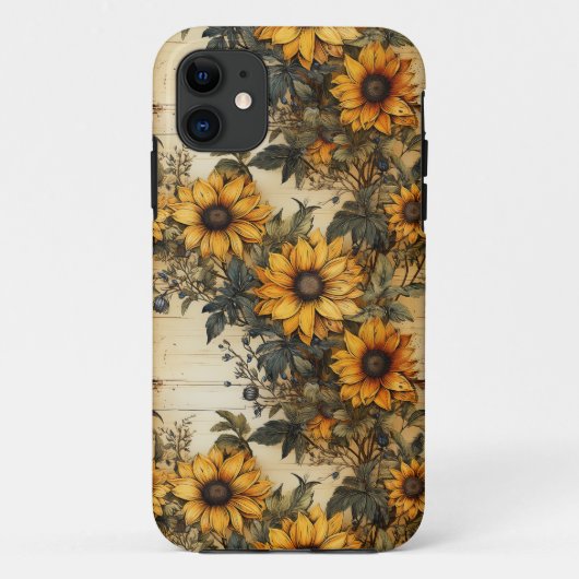 Rustiek Land Zonnebloem Shabby Chique Bloem Bloem Case-Mate iPhone Case (Achterkant)
