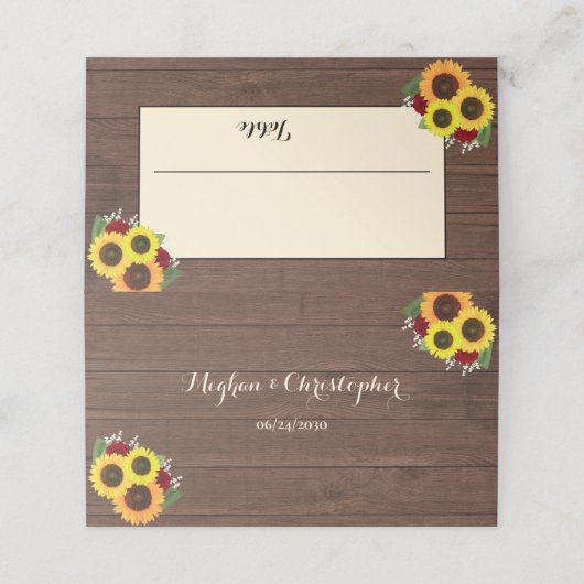 Rustiek Land Zonnebloemen Bourgondische Rozen Brui (Buitenkant ongevouwen)