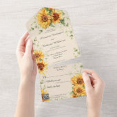 Rustiek Land Zonnebloemen met QR Code All In One Uitnodiging (Afscheurbaar)