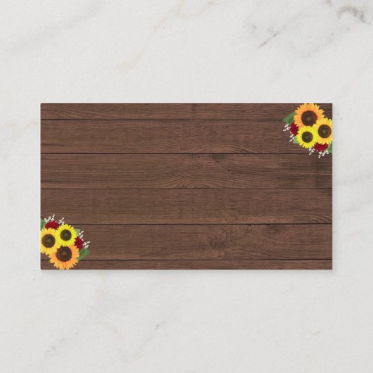 Rustiek Land Zonnebloemen Rozen Bruiloft Website Informatiekaartje (Achterkant)