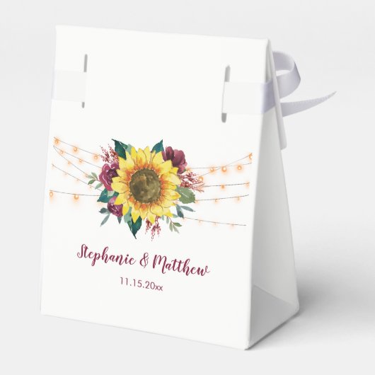 Rustiek Land Zonnebloemen String Lights Bruiloft Bedankdoosjes (Achterkant)