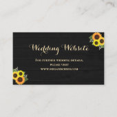 Rustiek Land Zwart Zonnebloem Bruiloft Website Informatiekaartje (Voorkant)