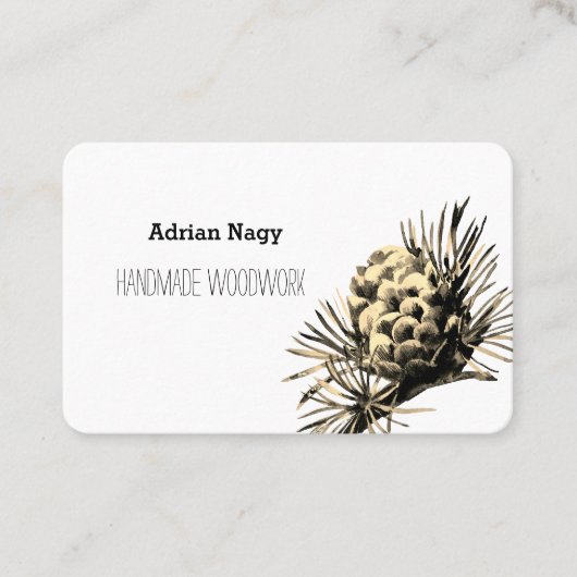 Rustiek Larch kegel visitekaartje (Voorkant)