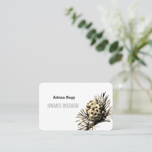 Rustiek Larch kegel visitekaartje (Staand voorkant)