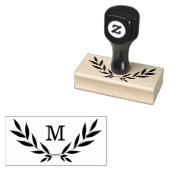 Rustiek lauriertak monogram rubberstempel (Gestempeld)