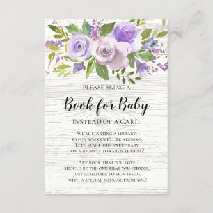 Rustiek Lavendel Bloemen Baby shower Boek voor Bab Informatiekaartje