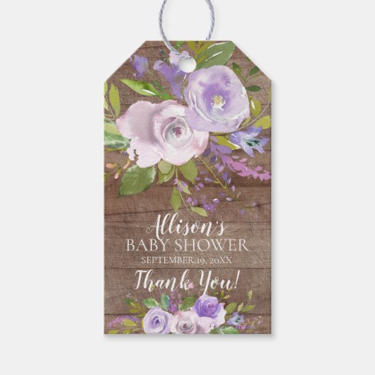 Rustiek Lavendel Bloemen Baby shower Favor Cadeau Cadeaulabel (Voorkant)