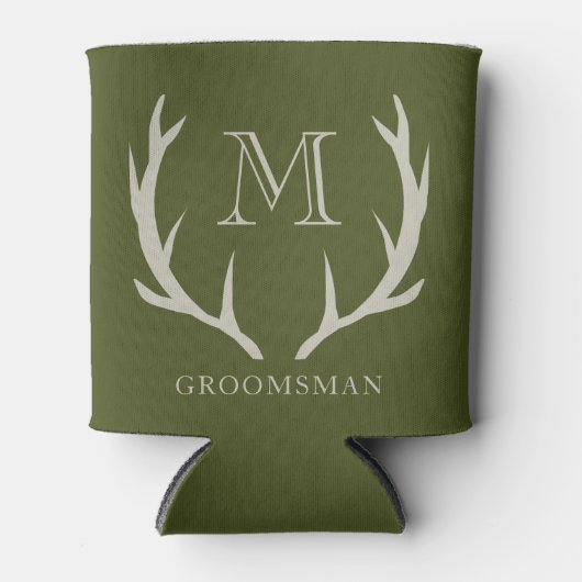 Rustiek Leger Groen Antler Custom Groomsmen Gift Blikjeskoeler (Voorkant)