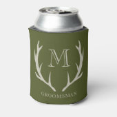 Rustiek Leger Groen Antler Custom Groomsmen Gift Blikjeskoeler (Blikje Achterkant)