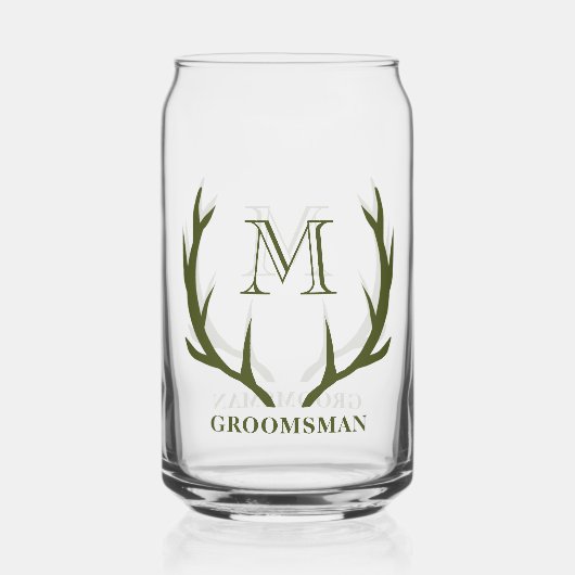 Rustiek Leger Groen Antler Custom Groomsmen Gift Blikvorm Glas (Achterkant)