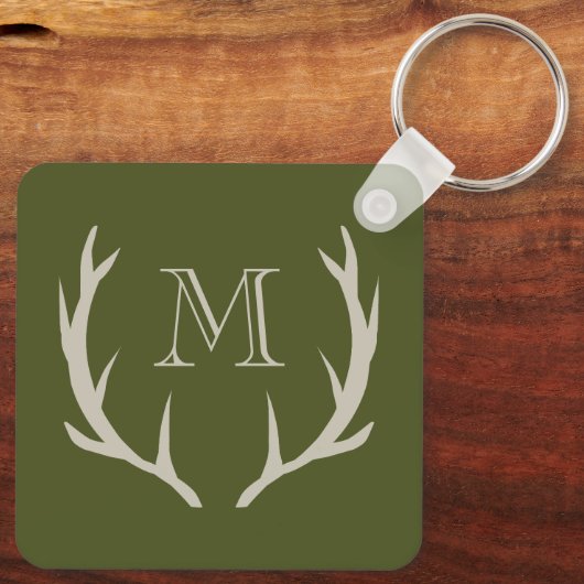 Rustiek Leger Groen Antler Custom Groomsmen Gift Sleutelhanger (Achterkant)