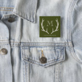 Rustiek Leger Groen Antler Custom Groomsmen Gift Vierkante Button 5,1 Cm (In situ)