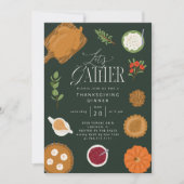 Rustiek Let's Gather Thanksgiving Diner Groen Kaart (Voorkant)
