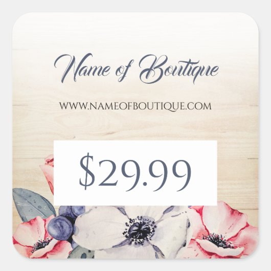 Rustiek Licht Hout Zomerbloesem Prijs Labels (Voorkant)