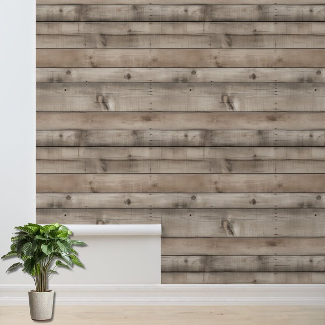 Rustiek licht houten planken patroon behang (Creator heeft geüpload)