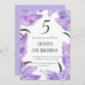 Rustiek Lila 5e Verjaardag Wildflower Verjaardag Kaart (Voorkant / Achterkant)