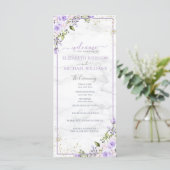 Rustiek Lila Lavendel Goud Marmer Bloemen Programm (Staand voorkant)