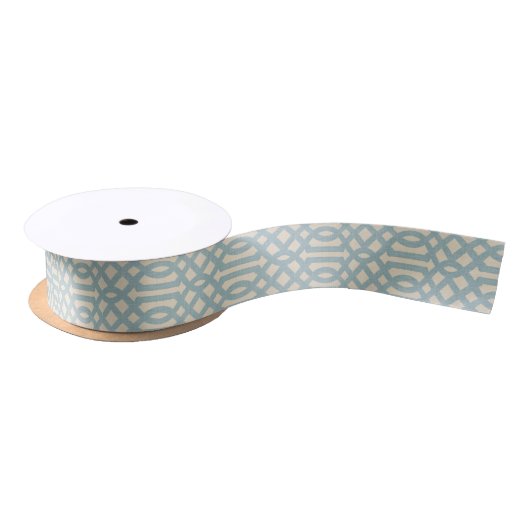 Rustiek linnen beige en blauwe Trellis Lint (Spoel)