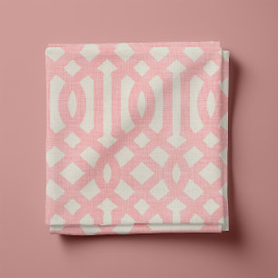 Rustiek Linnen Beige en Roze Trellis Stof
