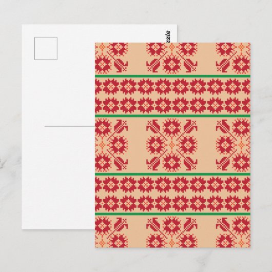 Rustiek Litouws sinaasappel en groene volkskunst o Briefkaart (Voorkant / Achterkant)