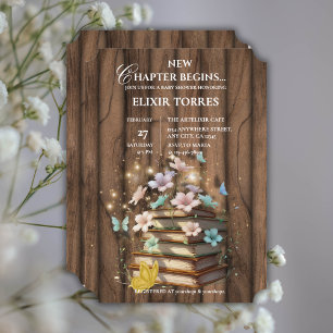 Rustiek Magische Storybooks Baby shower Kaart
