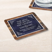 Rustiek Man Myth Legend 100th Birthday Navy blauw Vierkante Kartonnen Onderzetter (Schuin)