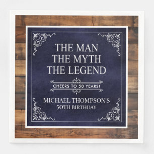 Rustiek Man Myth Legend 50ste Verjaardag Navy Blue Servet