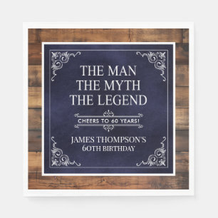 Rustiek Man Myth Legend 60ste Verjaardag Navy Blue Servet