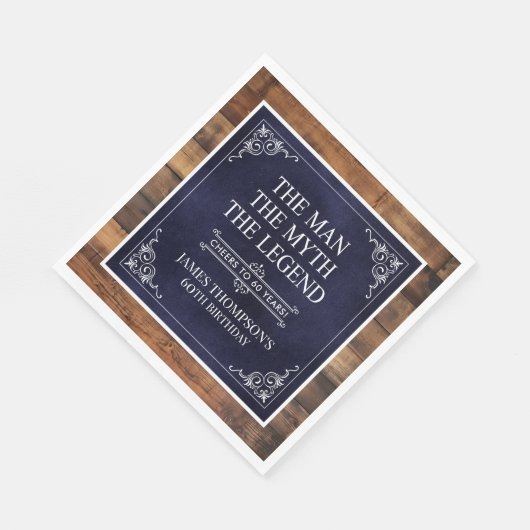 Rustiek Man Myth Legend 60ste Verjaardag Navy Blue Servet (Hoek)