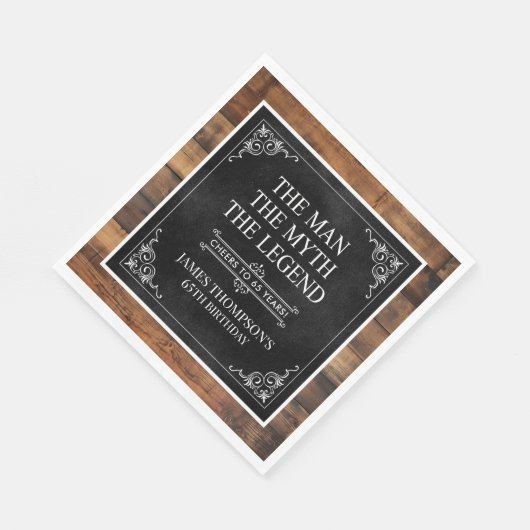 Rustiek Man Myth Legend 65th Birthday Black Servet (Hoek)