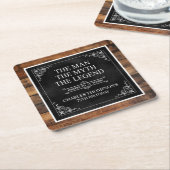 Rustiek Man Myth Legend 75th Birthday Black Vierkante Kartonnen Onderzetter (Schuin)