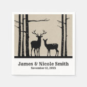 Rustiek Mannelijk Vrouw Doe Herten Zwart Berk Brui Servetten (Voorkant)