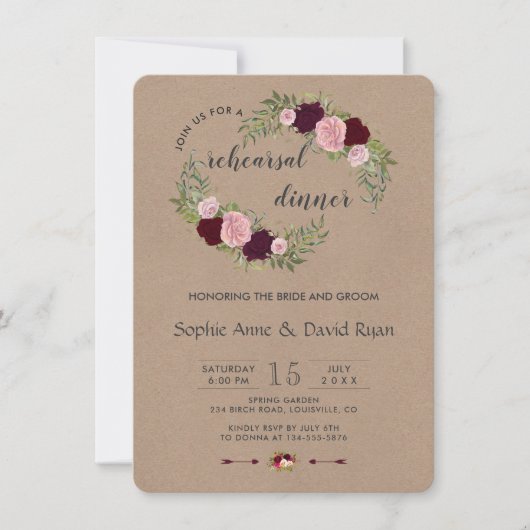 Rustiek Marsala Bloem Ambachtelijk Ambachtspapier  Kaart (Voorkant)