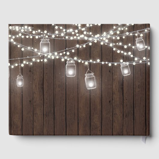 Rustiek Mason Jar String Licht Bruiloft Gastenboek (Achterkant)