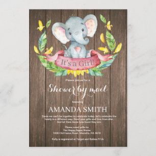 Rustiek Meisje Olifant Baby shower per Mail Kaart