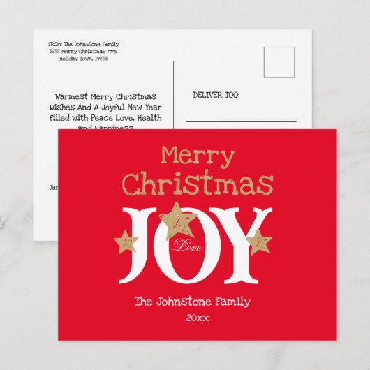 Rustiek Merry Christmas Script Red Holiday Briefka Feestdagenkaart (Voorkant / Achterkant)